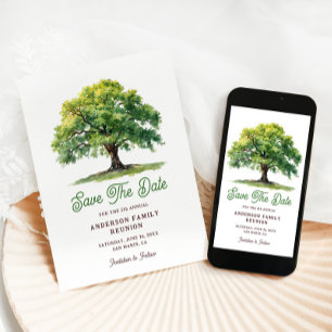 Save The Date Belle réunion de famille sous le chêne aquarelle
