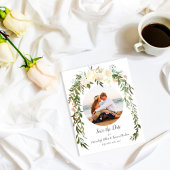 Save The Date Belle rose blanche Florale