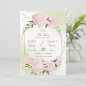 Save The Date belle rose fleurs vert feuilles géométrique (Debout devant)