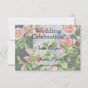 Save The Date Belle rose rose rouge roses blanc aquarelle floral