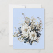 Save The Date Belle Roses Blanches Vignes Feuilles Bleus (Dos)