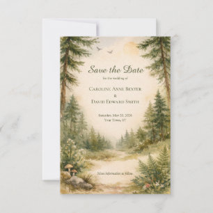 Save The Date Belle scène forestière peinte à l'aquarelle Enregi