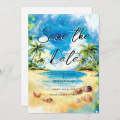 Save The Date Belle Typographie Plage Mariage (Devant / Derrière)