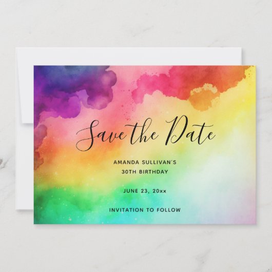 Save The Date Belles couleurs arc-en-ciel Design abstrait (Devant)