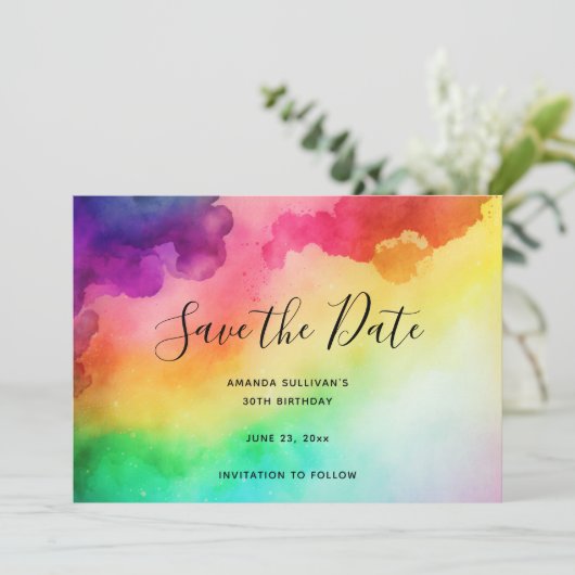 Save The Date Belles couleurs arc-en-ciel Design abstrait (Debout devant)