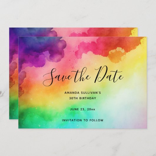 Save The Date Belles couleurs arc-en-ciel Design abstrait (Devant / Derrière)
