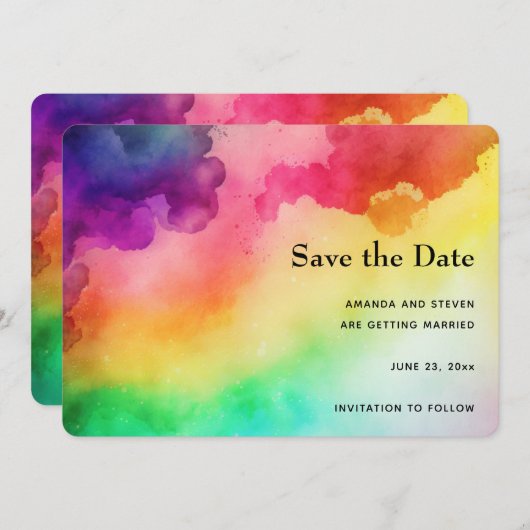 Save The Date Belles couleurs arc-en-ciel Design abstrait (Devant / Derrière)