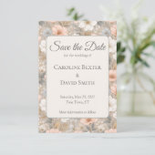 Save The Date Belles Fleurs Roses Douces Blanches et Bleues sur (Debout devant)