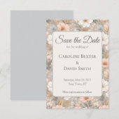 Save The Date Belles Fleurs Roses Douces Blanches et Bleues sur (Devant / Derrière)