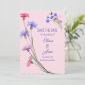 Save The Date Belles Fleurs Roses Et Violettes (Debout devant)