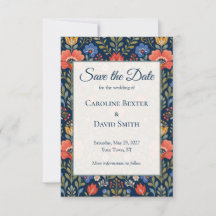 Belles Fleurs Sauvages Scandinaves sur Fond Bleu M