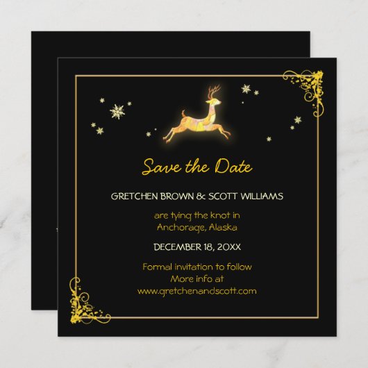 Save The Date Bénédictions hivernales Mariage des rennes Enregis (Devant / Derrière)