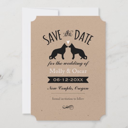 Save The Date Berger allemand Silhouettes Mariage Enregistrer la (Devant)