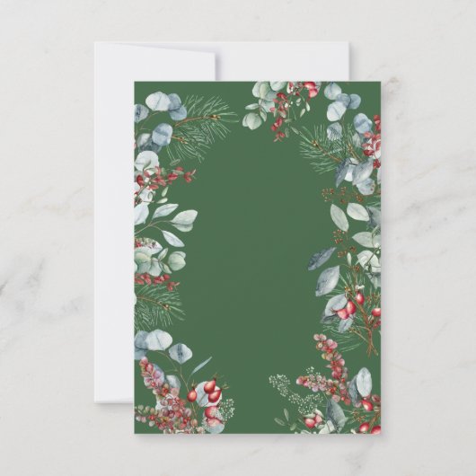 Save The Date Berries de pin d'hiver vert Mariage Eucalyptus (Dos)