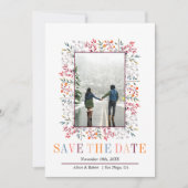 Save The Date Berries et feuilles frontière Bourgogne mariage d' (Devant)