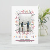 Save The Date Berries et feuilles frontière Bourgogne mariage d' (Debout devant)