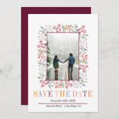Save The Date Berries et feuilles frontière Bourgogne mariage d' (Devant / Derrière)