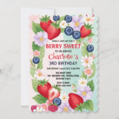 Save The Date Berry Anniversaire Fleur de fraise Fête Fille (Devant)