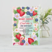 Save The Date Berry Anniversaire Fleur de fraise Fête Fille (Debout devant)
