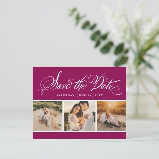 Save The Date Berry Calligraphy Script Mariage Photo Collage (Debout devant)