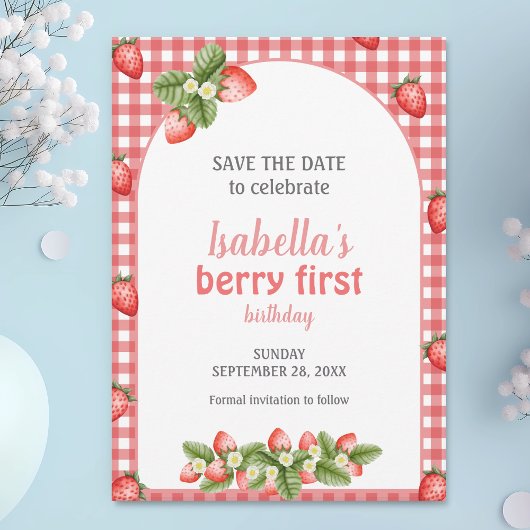 Save The Date Berry fraise premier anniversaire Berry Weet