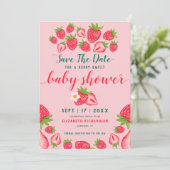 Save The Date Berry Sweet Strawberry Cute Baby shower rose (Debout devant)