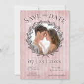 Save The Date Berry Wreath et Stripes Photo | Rose (Devant)