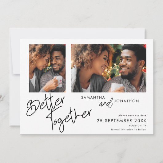 Save The Date Better Together 2 Photo Script Blanc Enregistrer L (Devant)