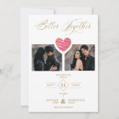 Save The Date Better Together Quote Hot Pink Heart 2 Photos (Devant)