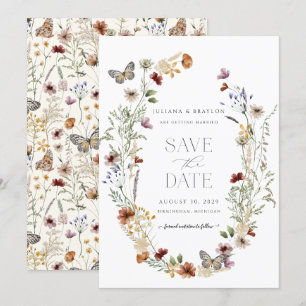 Save The Date Beurre fleur sauvage Simple Floral