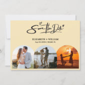 Save The Date Beurre Jaune Photo Mariage QR Code Élégant (Devant)