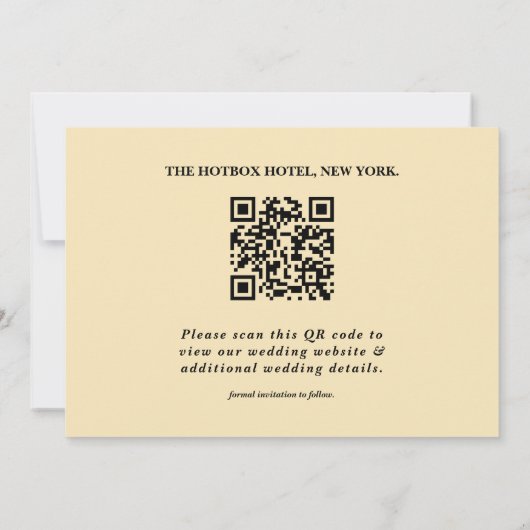 Save The Date Beurre Jaune Photo Mariage QR Code Élégant (Dos)