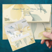 Save The Date Beurre pâle Jaune Doux Bleu Mariage Floral