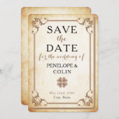Save The Date Bibliothèque Antique Décoration en Rouleau de Livr (Devant / Derrière)