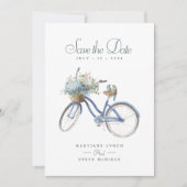 Save The Date Bicyclette Bleue Bohème Floral Mariage (Devant)