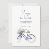 Save The Date Bicyclette Bleue Bohème Mariage d'aquarelle (Devant)