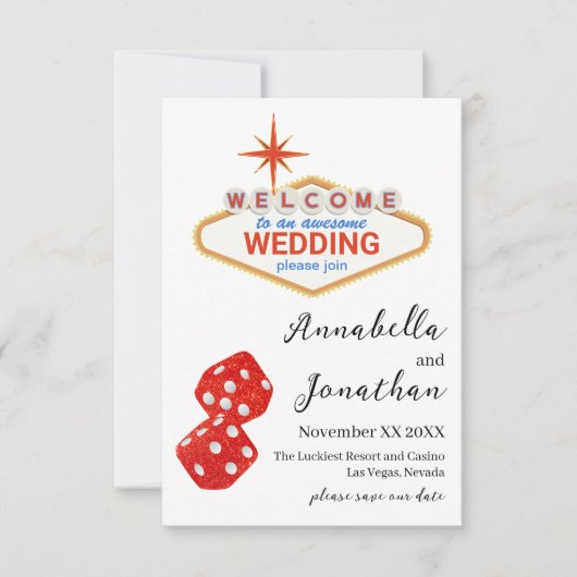 Save The Date Bienvenue au mariage de Las Vegas (Devant)