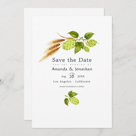 Save The Date Bières Saules Verdure et Or (Devant / Derrière)