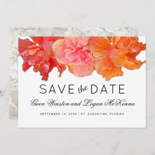 Save The Date Big Orange Hibiscus Enregistrer la date Annonce (Devant / Derrière)