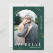 Save The Date Big Typography Emerald Green Photo Mariage (Devant)