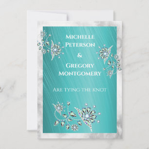 Save The Date Bijou turquoise à strass avec bordure en marbre
