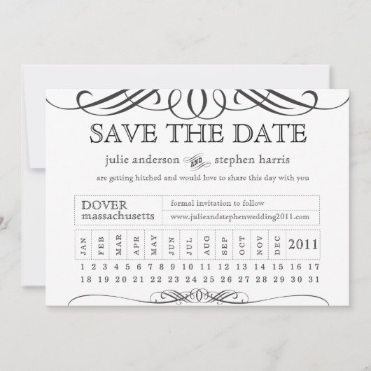 Save The Date Billet à poinçonner pour la date (Devant)