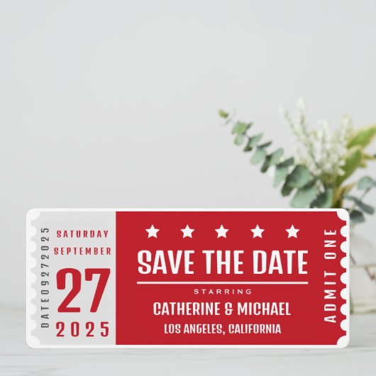 Save The Date Billet cinéma Hollywood Mariage unique (Debout devant)