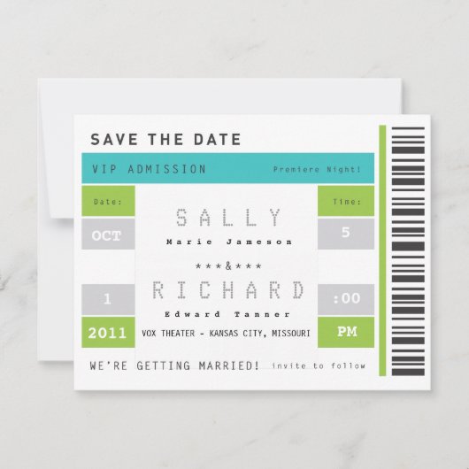 Save The Date Billet concert Enregistrer la date (Devant)