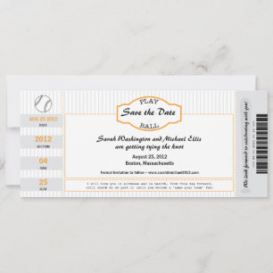Save The Date Billet de baseball Enregistrer la date
