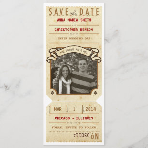 Save The Date Billet de lecture vintage Photo Theater Date d'enr