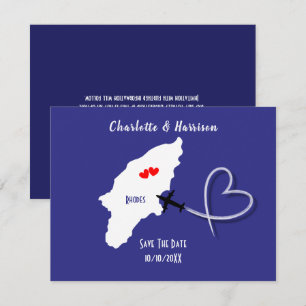 Save The Date Billet de mariage de destination Rhodes Grèce