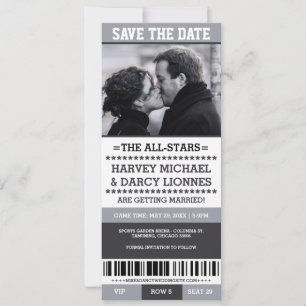 Save The Date Billet de sport gris pour annoncer la date