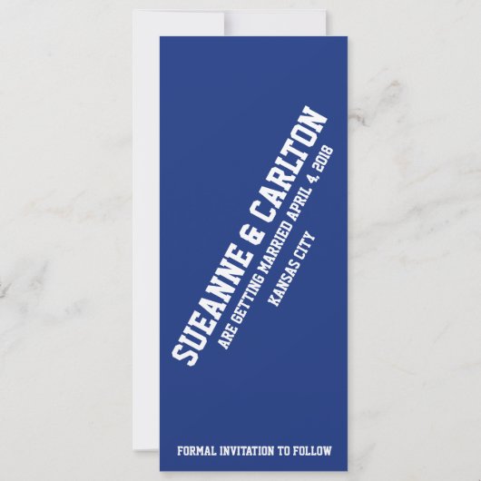 Save The Date Billet de sport pour le mariage Photo Enregistrer  (Dos)