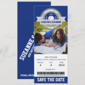 Save The Date Billet de sport pour le mariage Photo Enregistrer  (Devant / Derrière)